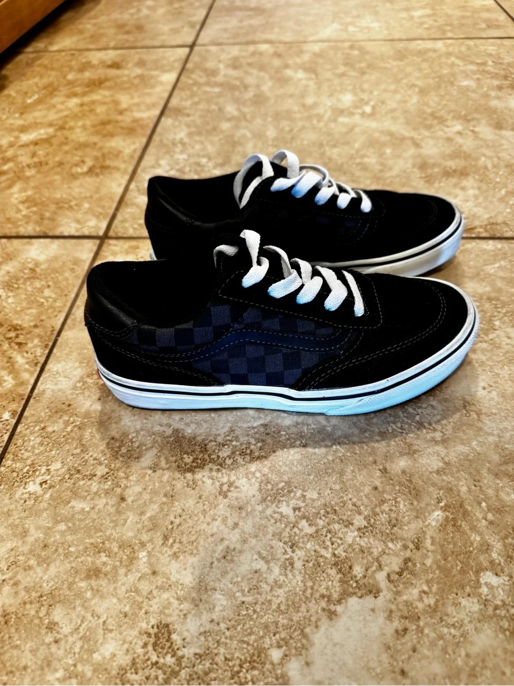Boys Vans Black Canvas Low-Top Sneakers with White Laces